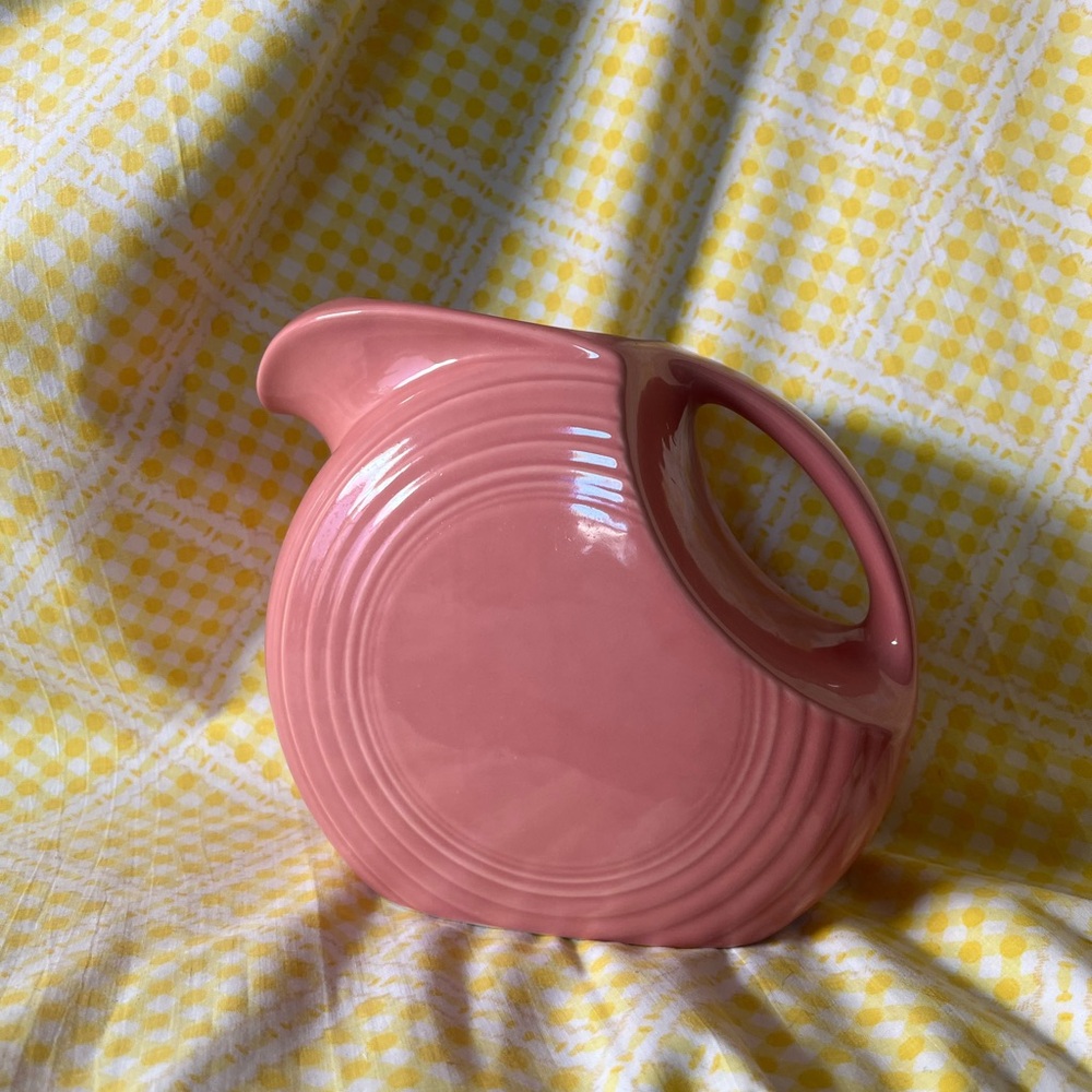 Fiesta ware disk pitcher dusty rose color made in USA